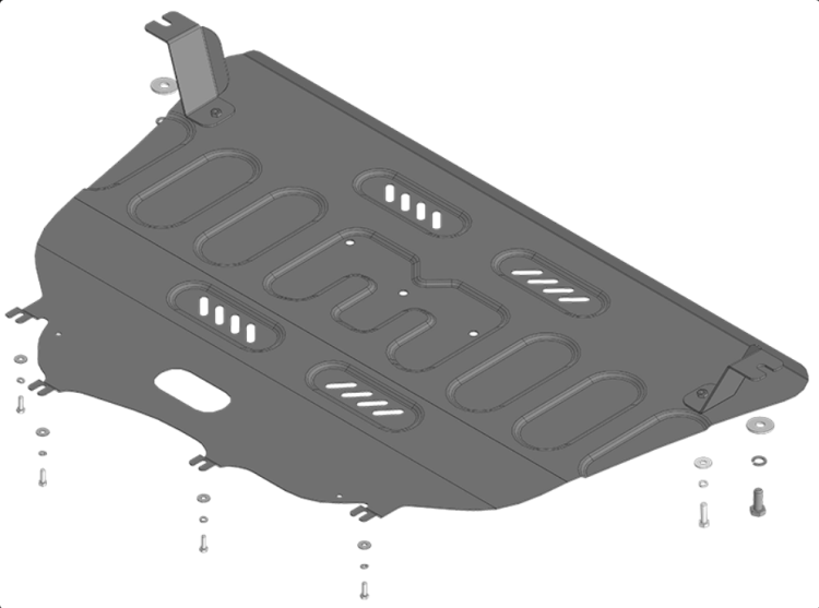 Защита Motodor для GAC GS4 2024- (закрывает двигатель и КПП; Сталь 2 мм)