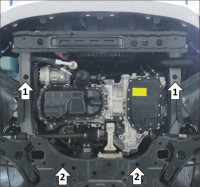 Защита Motodor для KIA KX3 2022- (закрывает Двигатель, Коробка переключения передач; Сталь 2 мм)