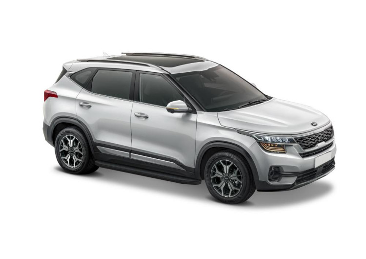 Порог-площадка "Premium-Black" для Kia Seltos 2019- (Rival)