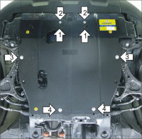 Защита Motodor для KIA Sorento 2009-2012 (закрывает Двигатель, Коробка переключения передач; Сталь 2 мм)