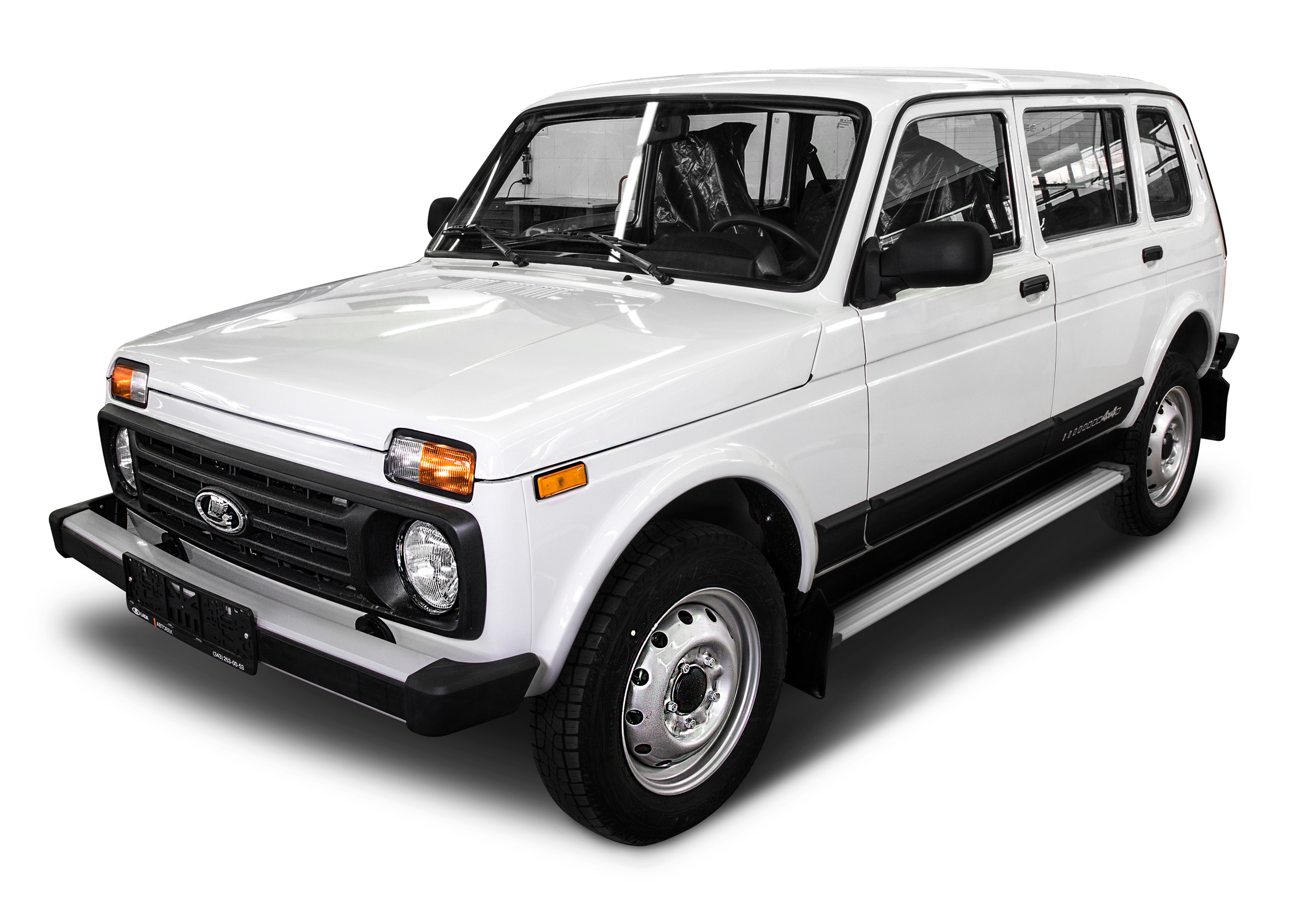 Порог-площадка "Slim Silver" для Lada Lada 4x4 Urban 3D 2016- (Rival)