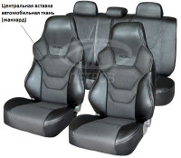 А/м чехлы "RECARO" Lada Priora сед. (2110) экокожа + жаккард черный