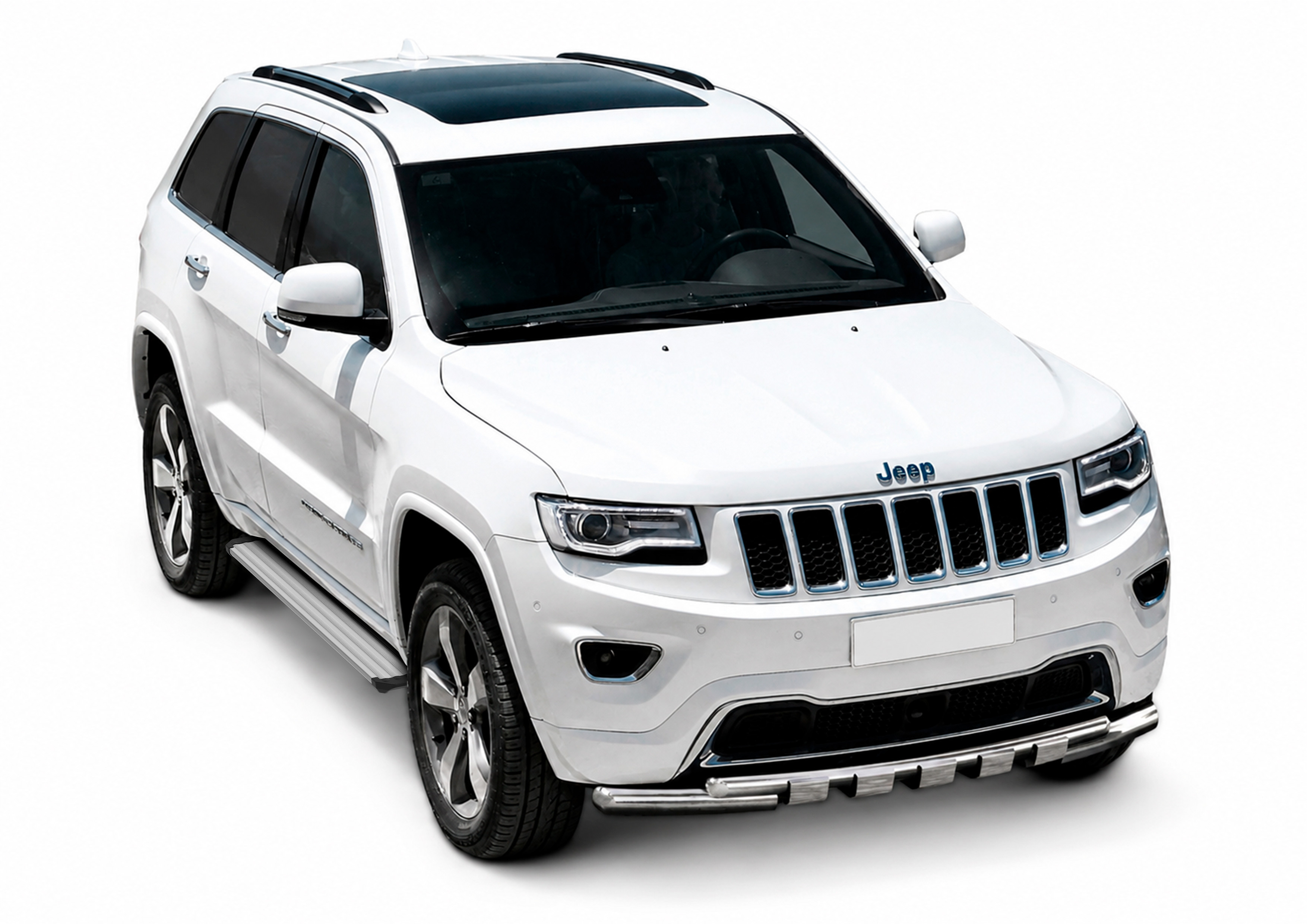 Порог-площадка "Slim Silver" для Jeep Grand Cherokee 2010-2013-2018- (Rival)