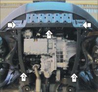 Защита Motodor для Ssang Yong Actyon New 2013-2015 (закрывает Двигатель, Коробка переключения передач; Алюминий 5 мм)