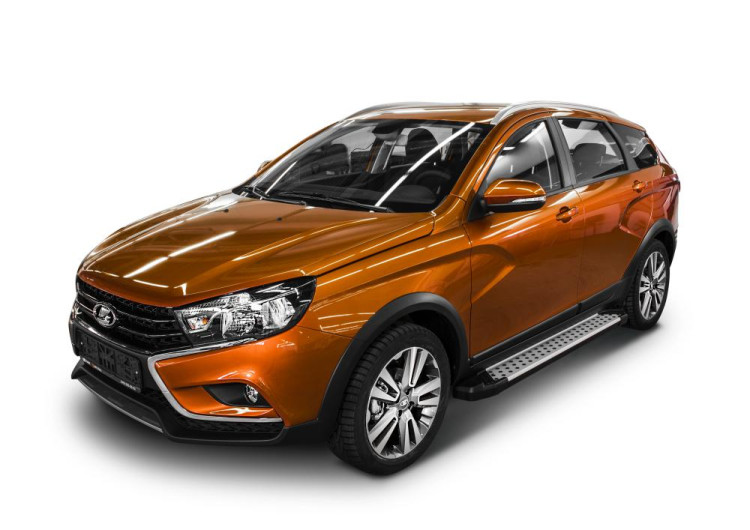 Порог-площадка "Bmw-Style" для Lada Vesta SW Cross 2017- (Rival)