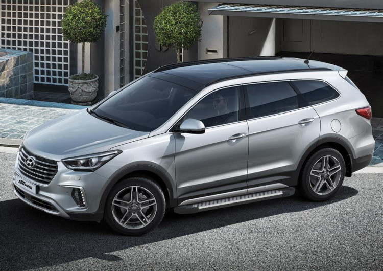 Порог-площадка "Bmw-Style" для Hyundai Grand Santa Fe 2012-2017 (Rival)