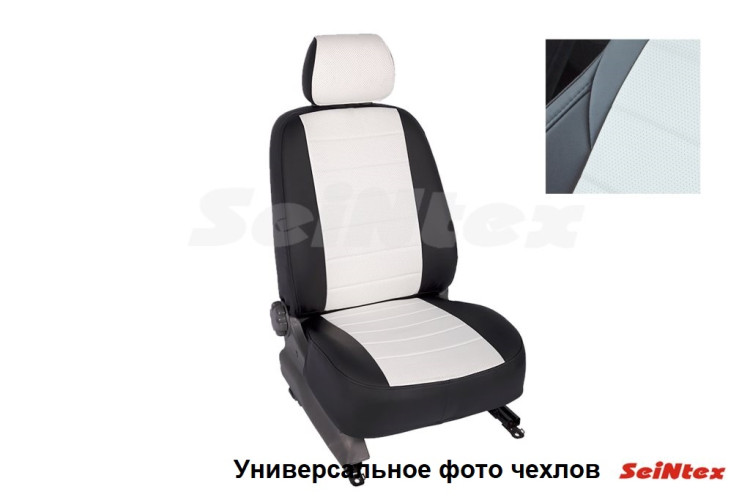 Чехлы для SKODA Rapid Sedan цельная (2014-) Seintex экокожа (черный+белый)