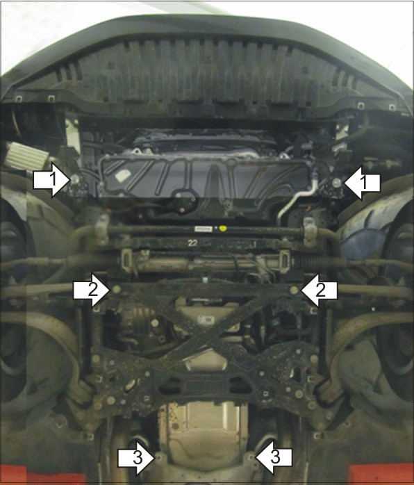 Защита Motodor для Audi A8 2009-2014 (закрывает Двигатель, Коробка переключения передач; Алюминий 5 мм)