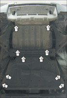 Защита Motodor для Mitsubishi Pajero IV 2006-2012 (закрывает Двигатель, Коробка переключения передач; Алюминий 5 мм)