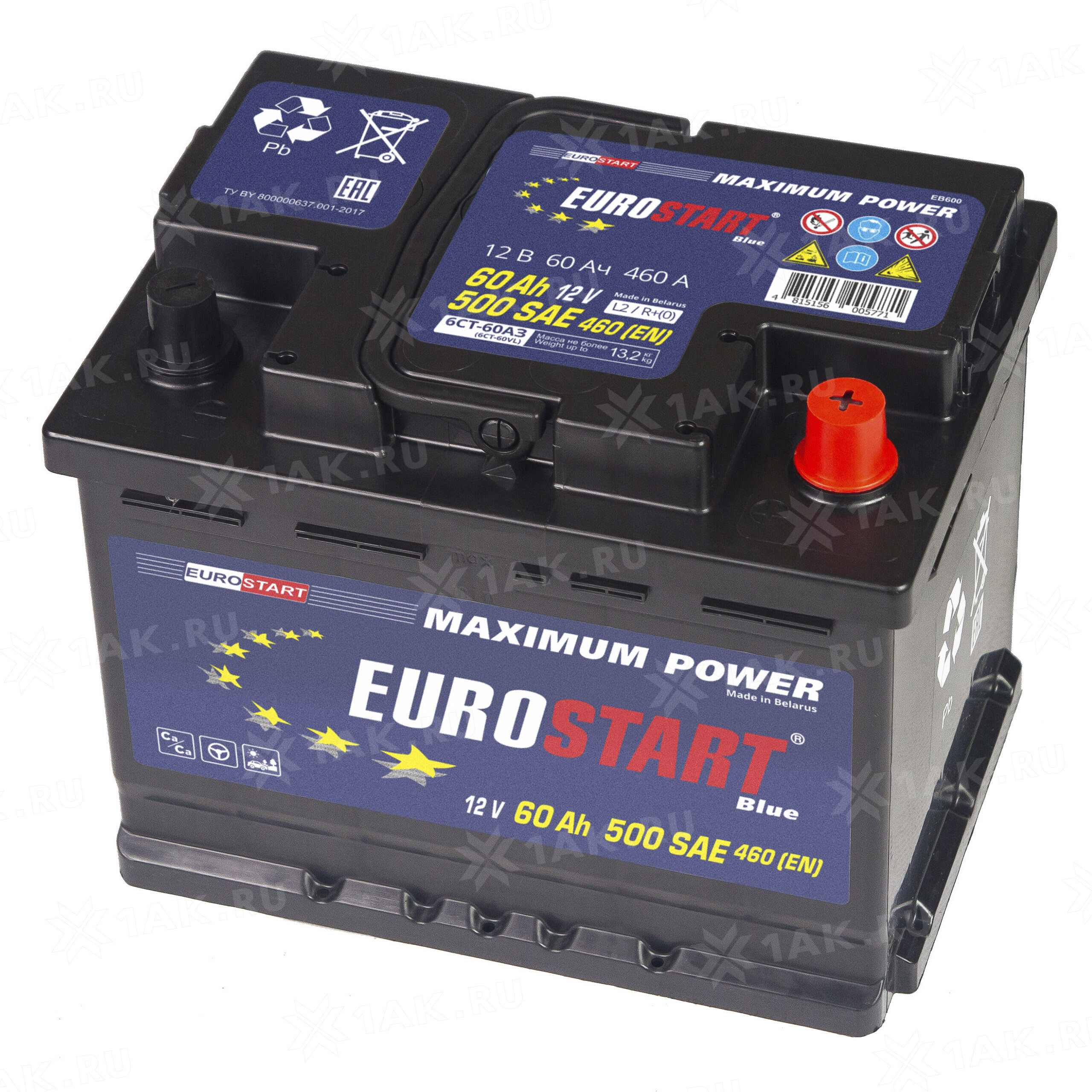 Аккумулятор EUROSTART Blue (60 Ач, 12 V) Обратная, R+ L2