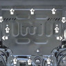 Защита Motodor для FAW Bestune T55 2023- (закрывает Двигатель, Коробка переключения передач; Сталь 1,5 мм)
