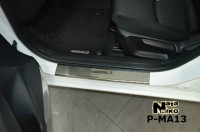 Накладки на пороги с логотипом для MAZDA 3 (2013-) NataNiko