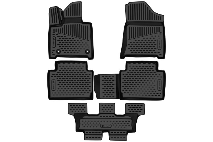 Коврики 3D в салон HYUNDAI Santa FeV (MX5) 2023-, 7 мест, 5шт. (полиуретан) Autofamily