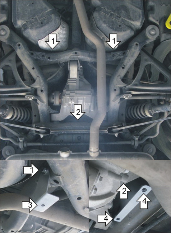 Защита Motodor для Volkswagen Touareg 2006-2010 (закрывает Задний дифференциал; Алюминий 5 мм)