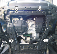 Защита Motodor для Nissan X-Trail 2007-2010 (закрывает Двигатель, Коробка переключения передач; Алюминий 5 мм)